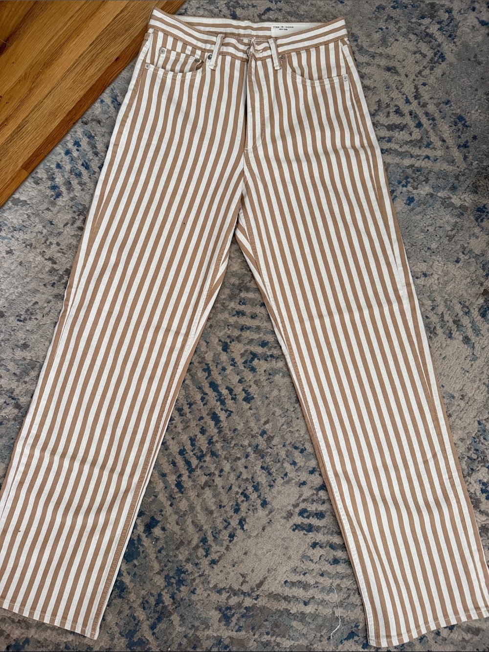 Rag & Bone Shea High Rise Relaxed Straight Tan Stripe